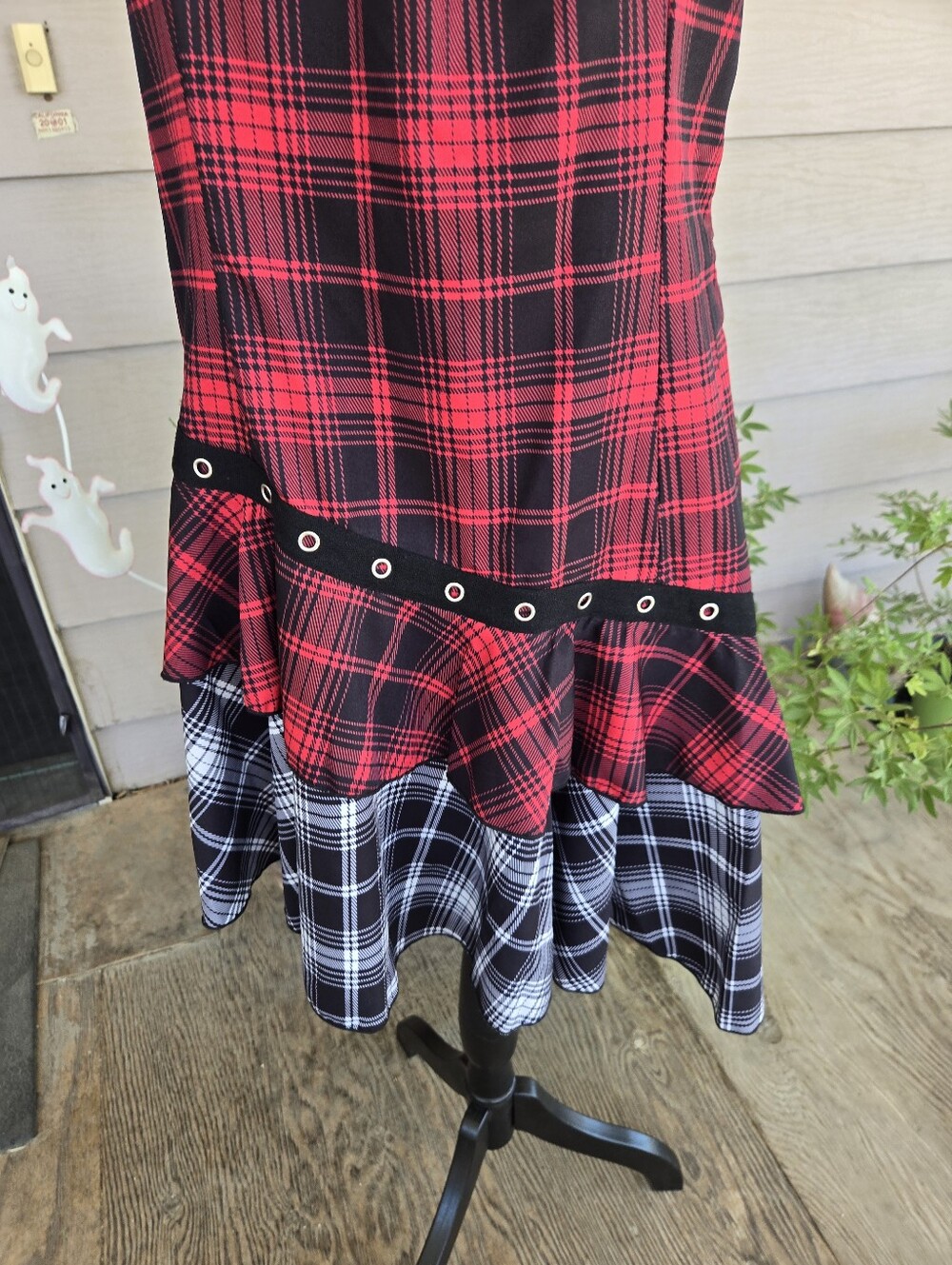 Dolls Kill Dark In Love Plaid Mini Dress. Size L - Picture 10 of 13